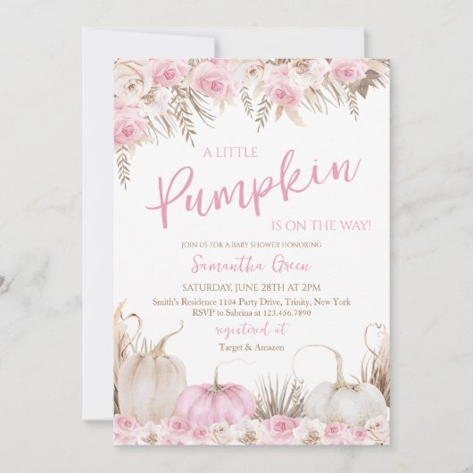 Girl Boho Pumpkin Baby shower Kaart (Voorkant)