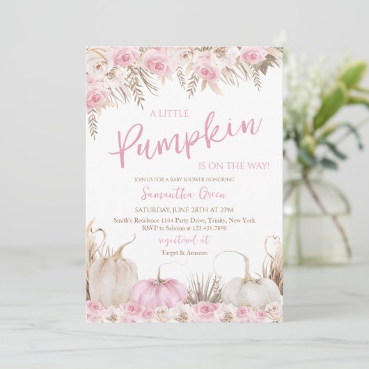 Girl Boho Pumpkin Baby shower Kaart (Staand voorkant)