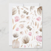 Girl Boho Pumpkin Baby shower Kaart (Achterkant)