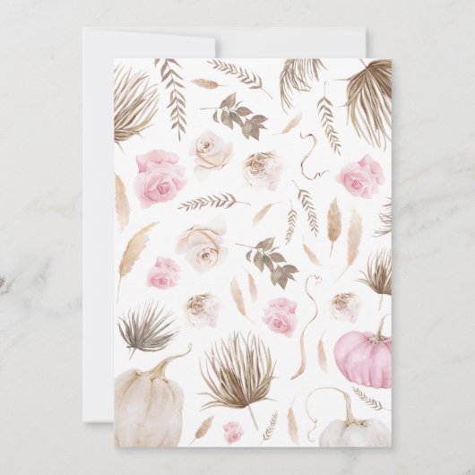 Girl Boho Pumpkin Baby shower Kaart (Achterkant)