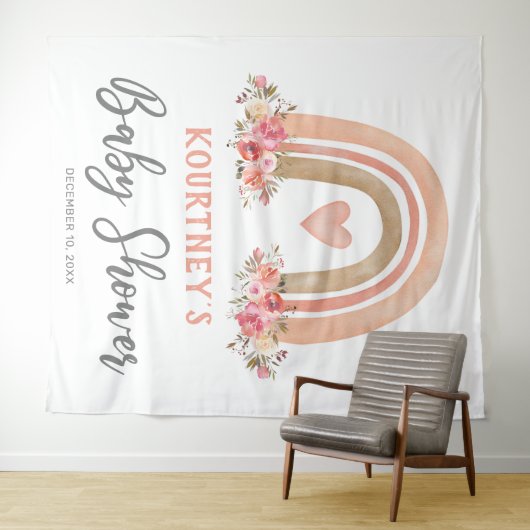 Girl Boho Rainbow Baby shower Tapestry Wandkleed (In Situ (horizontaal))