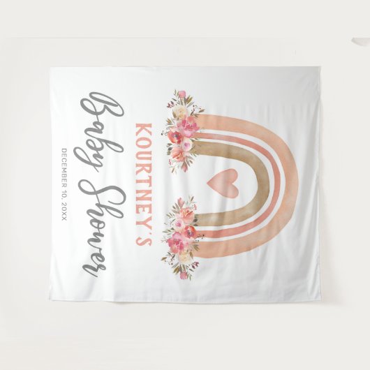 Girl Boho Rainbow Baby shower Tapestry Wandkleed (Voorkant (horizontaal))