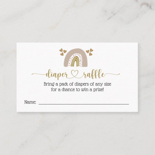 Girl Boho Rainbow Diaper Raffle Enclosure Kaart Visitekaartje (Voorkant)