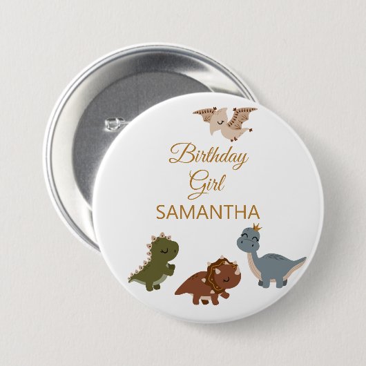 GIRL Boho T rex dinosaurus Ronde Button 7,6 Cm (Voorkant /achterkant)