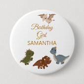 GIRL Boho T rex dinosaurus Ronde Button 7,6 Cm (Voorkant)
