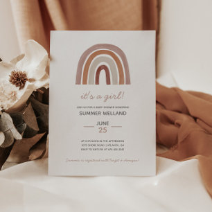 Girl Boho Waterverf Rainbow Baby shower Kaart