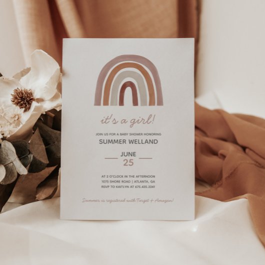 Girl Boho Waterverf Rainbow Baby shower Kaart