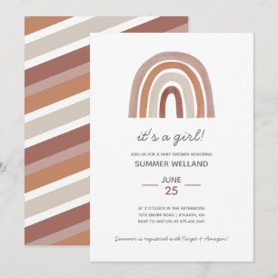 Girl Boho Waterverf Rainbow Baby shower Kaart