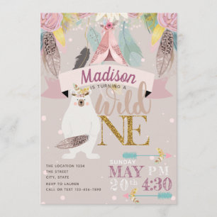 Girl Boho Wild Een eerste verjaardag Kaart