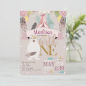 Girl Boho Wild One First Birthday Kaart (Staand voorkant)