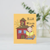 Girl Book Worm T-shirts en cadeautjes Briefkaart (Staand voorkant)