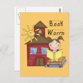 Girl Book Worm T-shirts en cadeautjes Briefkaart (Voorkant / Achterkant)