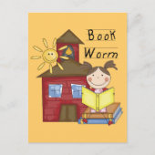 Girl Book Worm T-shirts en cadeautjes Briefkaart (Voorkant)