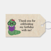 Girl Bookworm Thmed Birthday Cadeaulabel (Voorkant (Horizontaal))