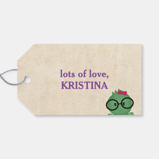 Girl Bookworm Thmed Birthday Cadeaulabel (Achterkant Horizontaal)