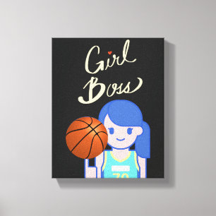 Girl Boss Basketbal   Canvas Afdruk