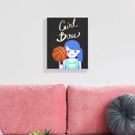 Girl Boss Basketbal Canvas Afdruk (Insitu (Woonkamer))