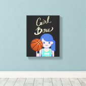 Girl Boss Basketbal Canvas Afdruk (Insitu (Houten vloer))