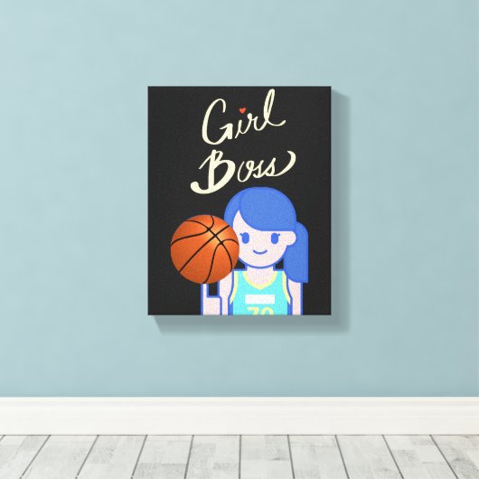Girl Boss Basketbal Canvas Afdruk (Insitu (Houten vloer))