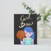 Girl Boss Basketball Briefkaart (Staand voorkant)