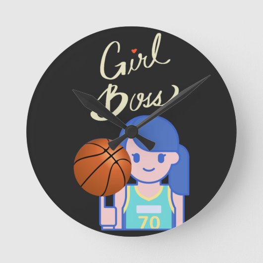Girl Boss Basketball Ronde Klok (Voorkant)