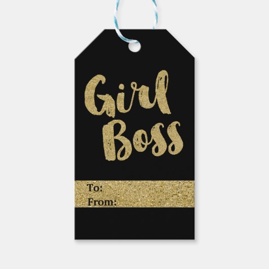 Girl Boss Black & Gold Modern Glamor Chic Cadeaulabel (Voorkant)