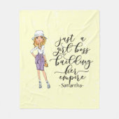 Girl Boss | Blonde Lady | Geel Fleece Deken (Voorkant)