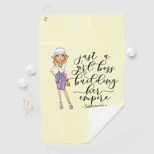 Girl Boss | Blonde Lady | Geel Golfhanddoek (Insitu)