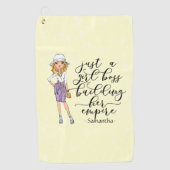 Girl Boss | Blonde Lady | Geel Golfhanddoek (Voorkant)