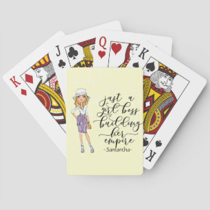 Girl Boss Blonde Lady Geel Pokerkaarten
