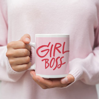Girl Boss Bold Typography Red & Pink Feminine Koffiemok