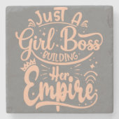 Girl Boss bouwt haar Empire Word Art Stenen Onderzetter (Voorkant)