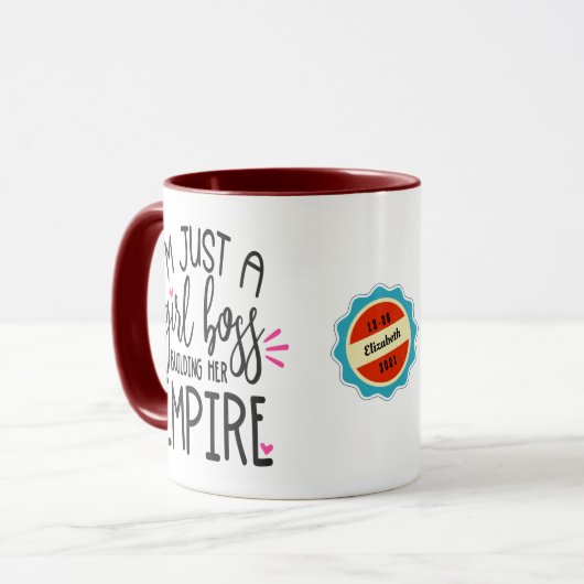 Girl Boss Building her Empire Add Name Date Mok (Voorkant links)