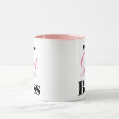 Girl Boss Elegante Script Roze Zwart Persoonlijk Mok (Midden)