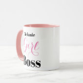 Girl Boss Elegante Script Roze Zwart Persoonlijk Mok (Voorkant links)
