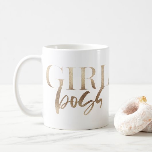 Girl Boss | Geel goud | Moderne kracht Koffiemok (Met donut)