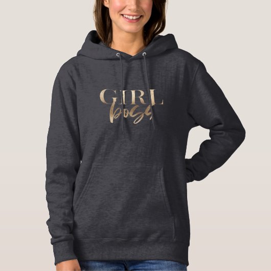 Girl Boss | Geel goud | Zwart Hoodie (Voorkant)