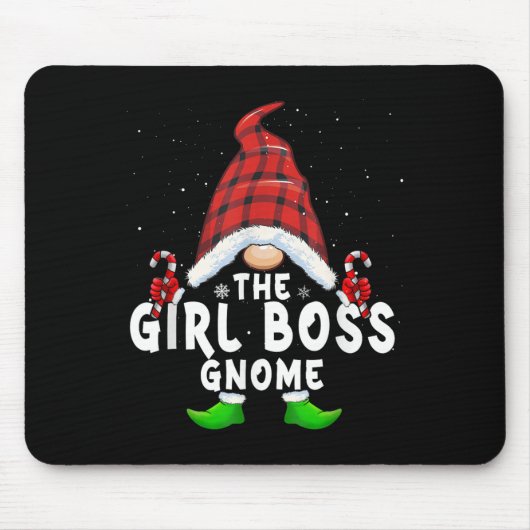 Girl Boss Gnome Buffalo Plaid Matching Family Chri Muismat (Voorkant)