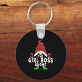 Girl Boss Gnome Buffalo Plaid Matching Family Chri Sleutelhanger (Voorkant)