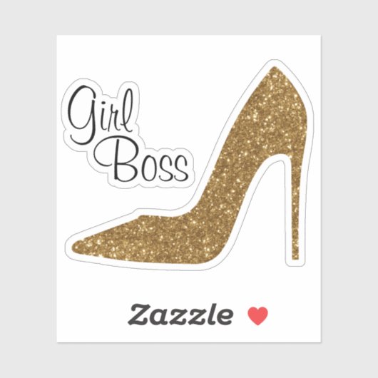 Girl Boss Gold Glitter Stiletto Heel Sticker (Vel)
