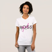 Girl Boss Hot Roze en Zwart T-shirt (Voorkant volledig)