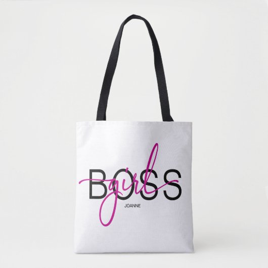 Girl Boss Hot Roze en Zwart Tote Bag (Voorkant)