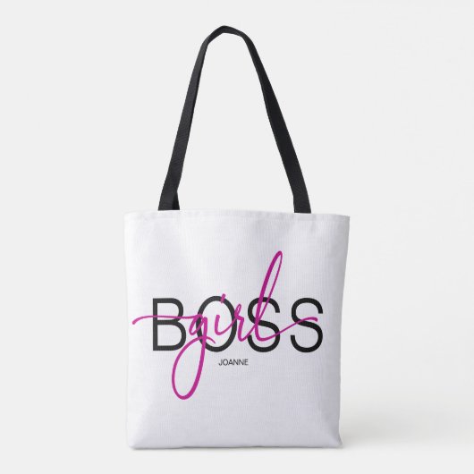 Girl Boss Hot Roze en Zwart Tote Bag (Achterkant)