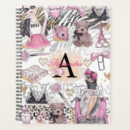 Girl Boss Luxe Zwart Roze Illustratie Planner