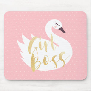 Girl Boss   Meisjes White Swan & Polka Dot Muismat