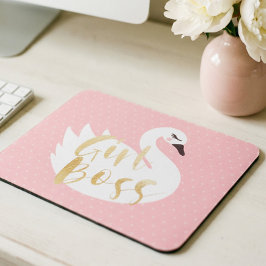 Girl Boss | Meisjes White Swan & Polka Dot Muismat