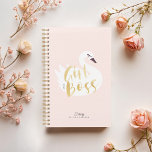 Girl Boss | Meisjes White Swan & Polka Dot Planner<br><div class="desc">Mooie grote gestileerde witte zwaan illustratie met de woorden "Girl Boss" ontworpen in een penseelscript lettertype is faux goud dat is opgenomen over de zwaan illustratie. Een blush roze en hart achtergrond contrasteert prachtig met de zwaan illustratie. Aanpassen met jouw naam en jaar Alle illustraties in deze chique meisje baas...</div>