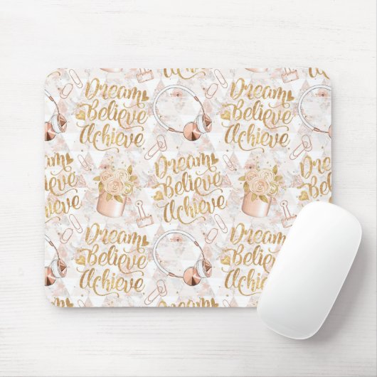 Girl Boss Mousepad – Dromen, geloven, bereiken Muismat (Met muis)