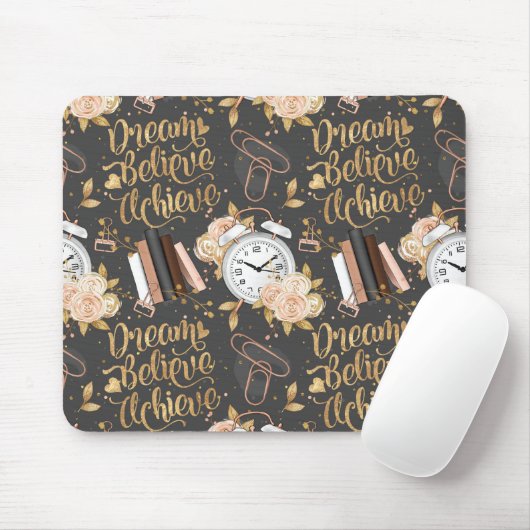 Girl Boss Mousepad – Dromen, geloven, bereiken Muismat (Met muis)