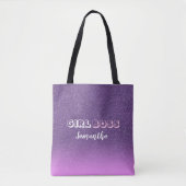 Girl Boss op roze paarse glitter Tote Bag (Voorkant)